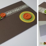 handmade brown craft birthday card with buttons lace and punches