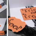 orange white punch lace bronze brad handmade Halloween card