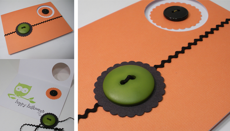 orange black punch rikrak button handmade Halloween card