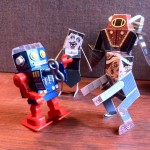 Bioshock Big Daddy and Splicer papercraft with Robot pencil sharpener