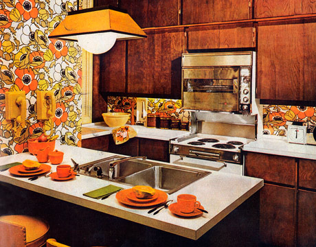 1960's orange floral kitchen