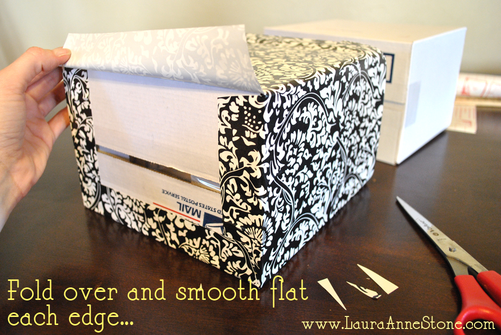 pretty covered boxes - fold over edges